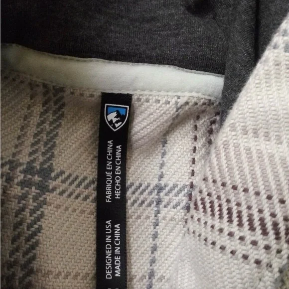Kuhl Plaid Hooded Jacket - Cream and Gray - Picture 5 of 7